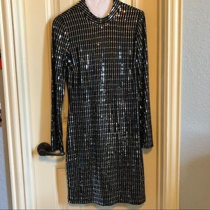 Long Sleeve Sequin Formal Dress